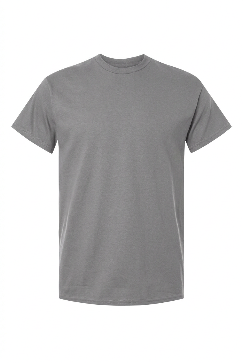 Blank gray crewneck T-shirt, front view