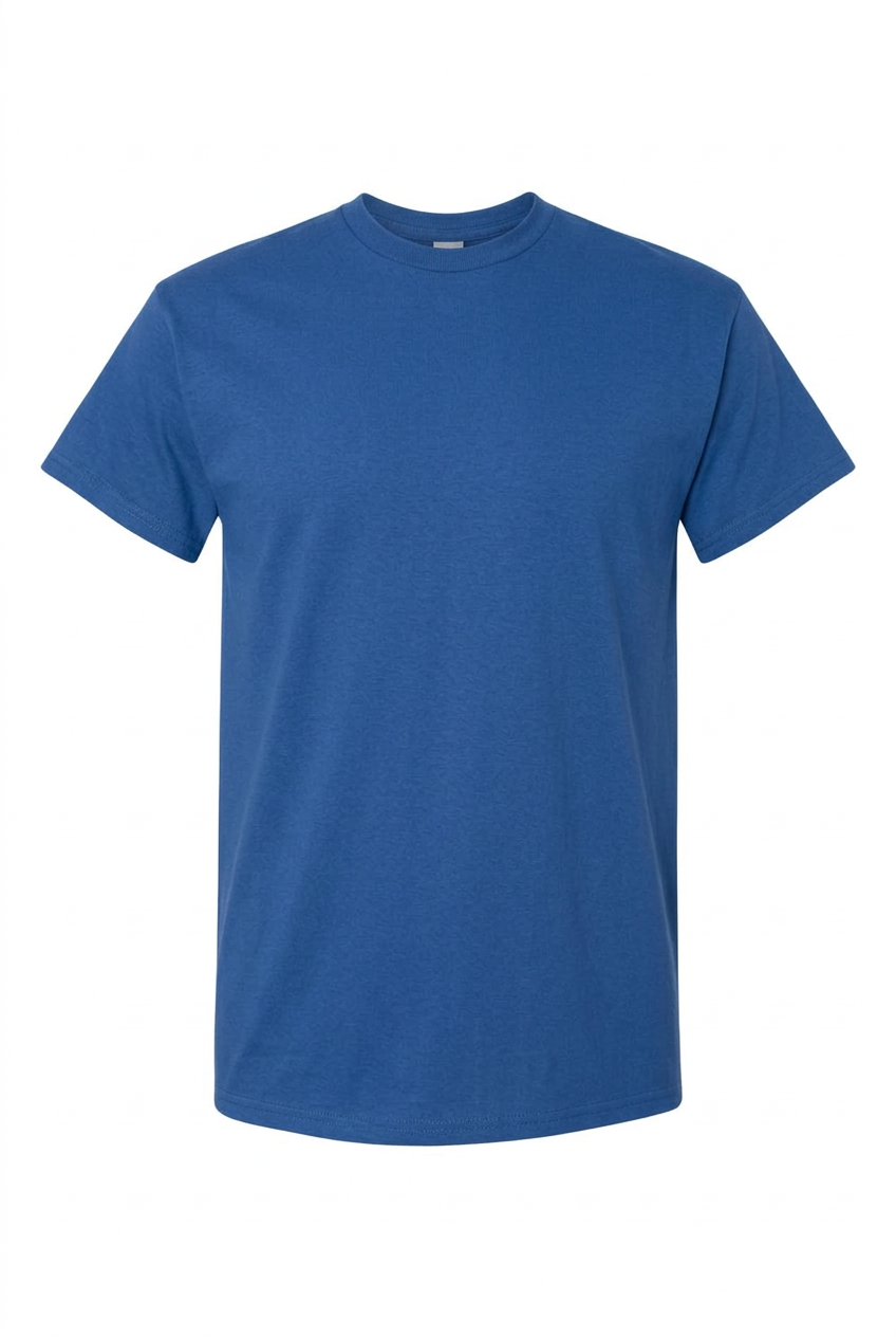 Blank blue crewneck T-shirt, front view