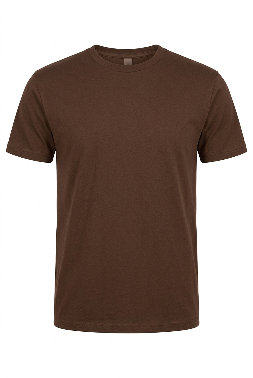 Blank brown crewneck T-shirt, front view