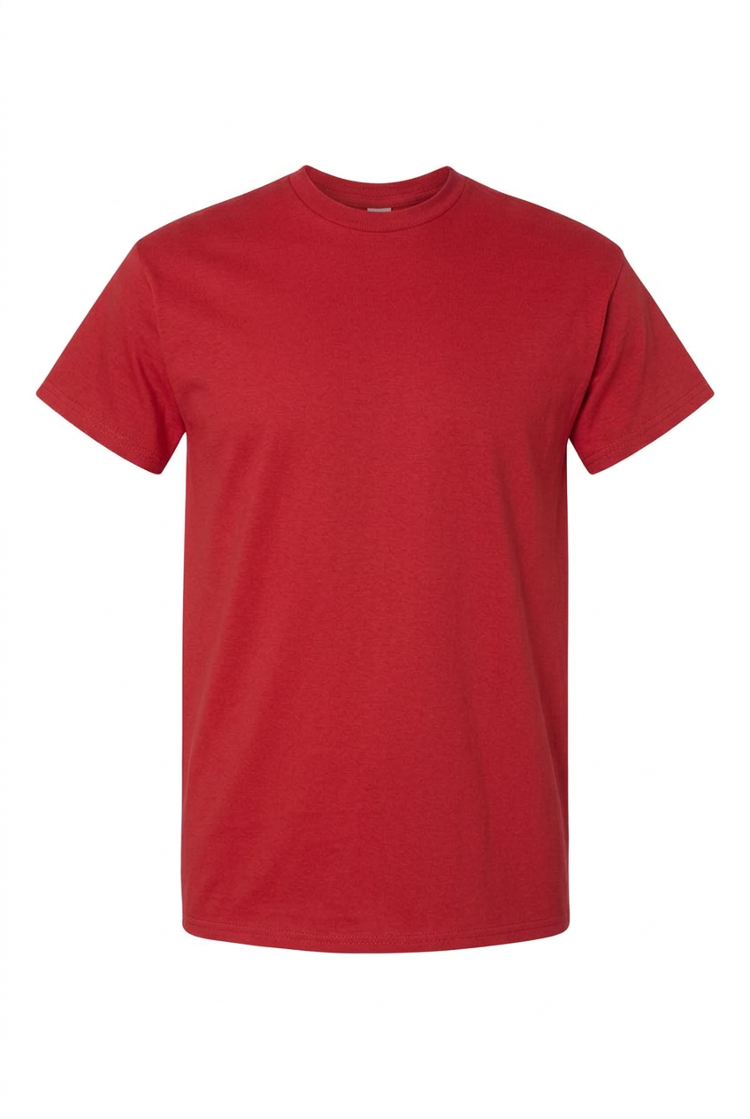 Blank red crewneck T-shirt, front view