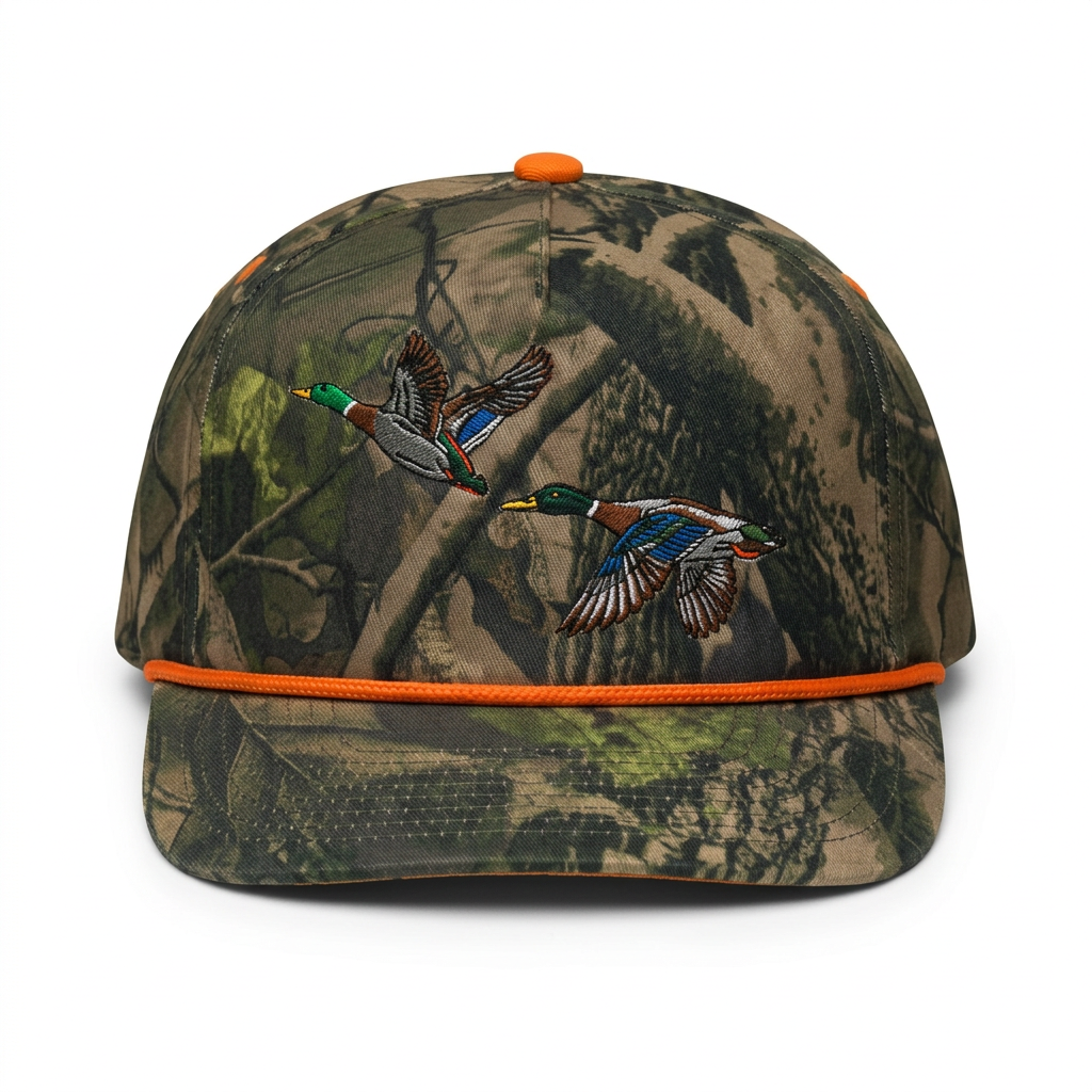 Duck Embroidered Camo Rope Hat