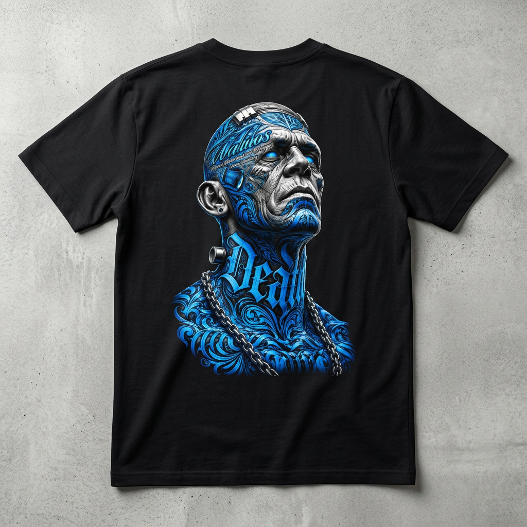 Back-view black T-shirt mockup