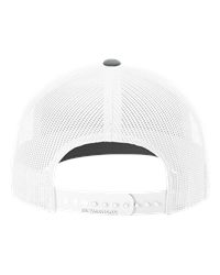Back view of Richardson 112 hat showing white mesh and adjustable snap closure