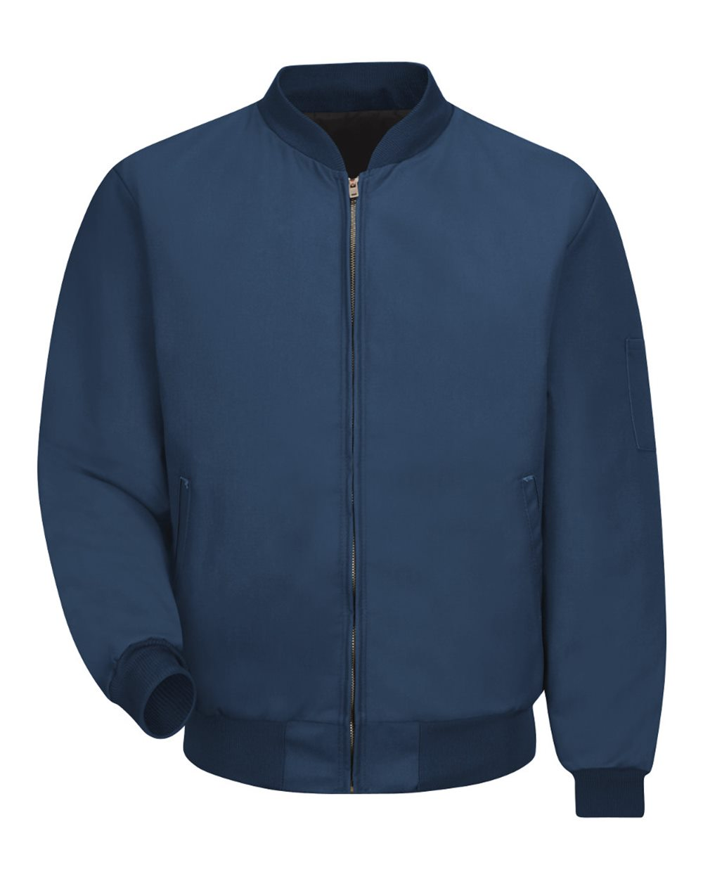 Navy men's extra tall solid team jacket with full zipper, front pockets, and ribbed cuffs and hem